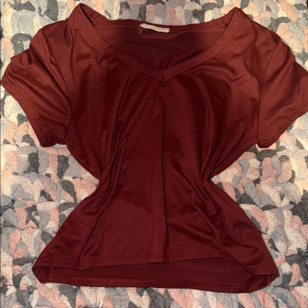 ⚠️LAST 2 WEEKS TO PURCHASE— Elegant Burgundy V-Neck Women's Top